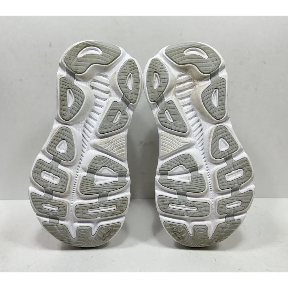 Hoka One One Women's Light Gray with Rose Gold Logo Running Shoes
